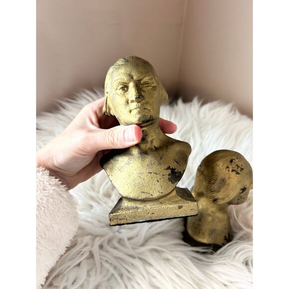 Vintage Antique Cast iron American Classical George Washington‎ Bookends Pair - Picture 7 of 12